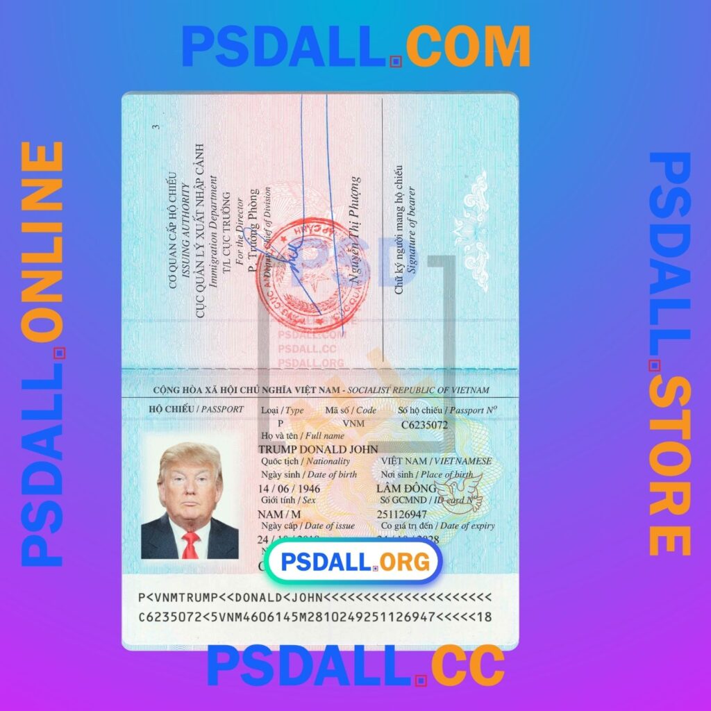 Vietnam Passport PSD Template V2